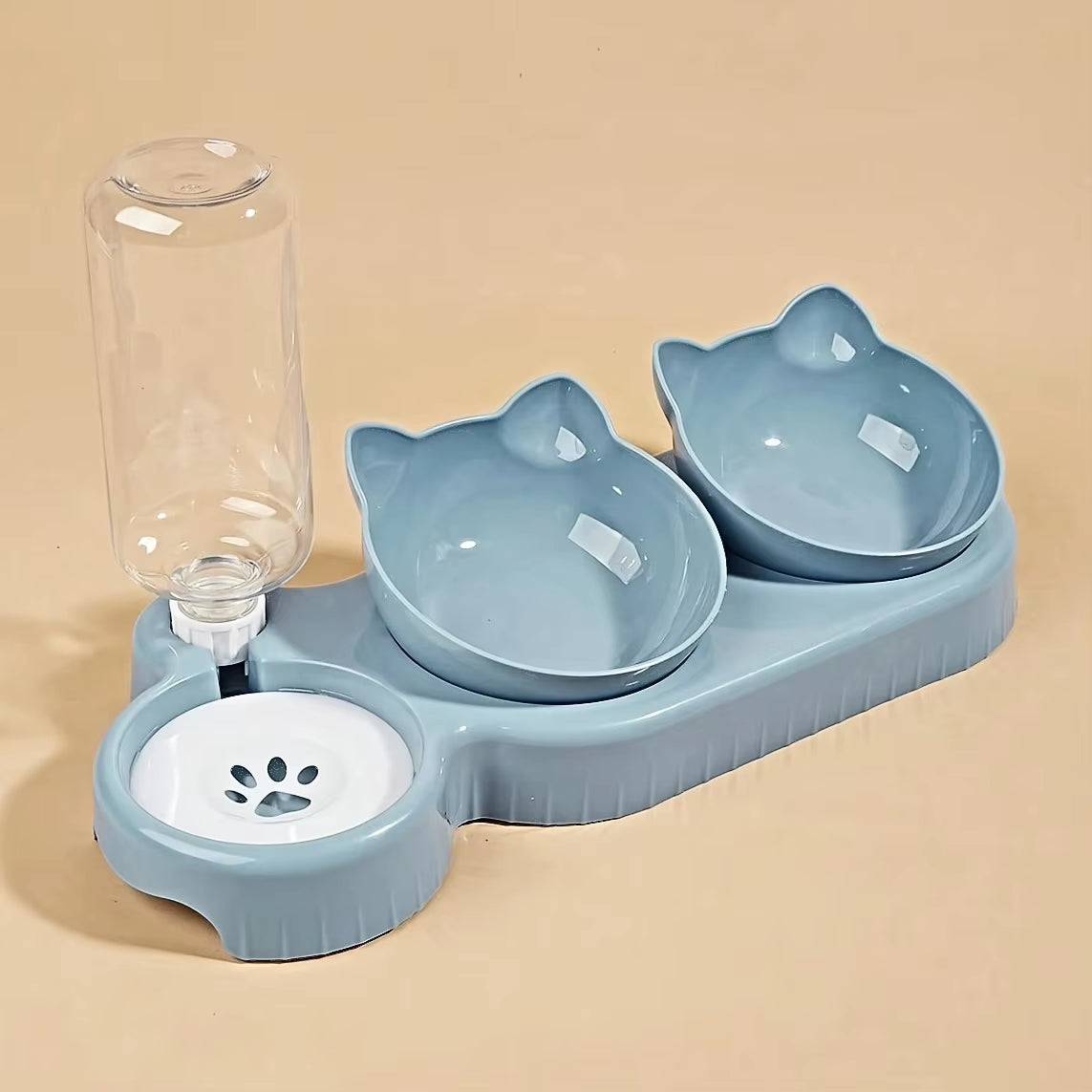 3-in-1 Ergonomic Tilted Pet Feeding Station with Gravity Waterer
