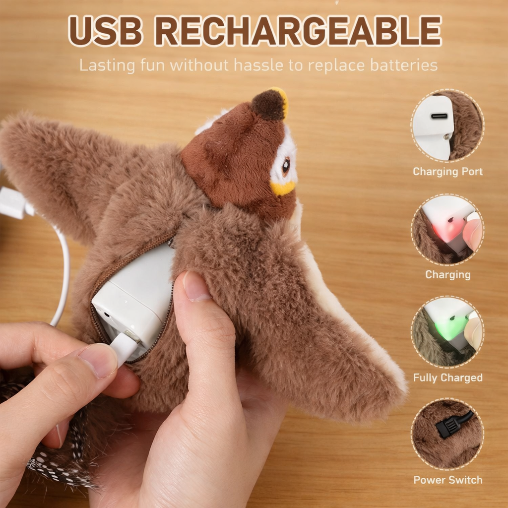 Interactive Motion-Activated Flapping Bird Cat Toy