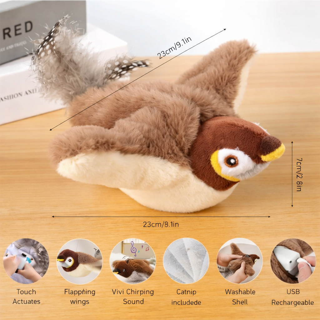 Interactive Motion-Activated Flapping Bird Cat Toy