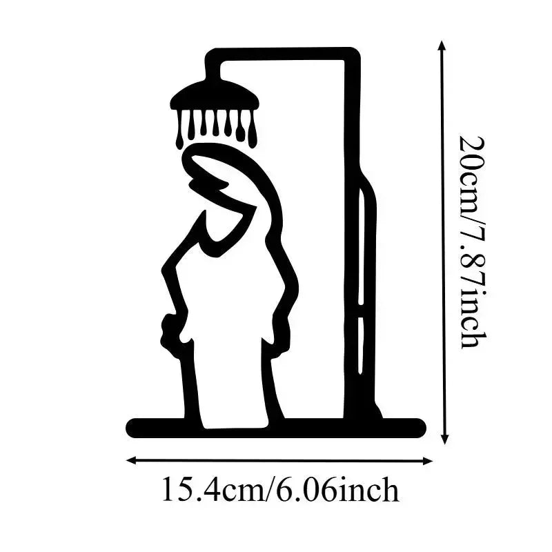 Minimalist Zen Shower Line Art – Modern Metal Bathroom Decor & Door Topper