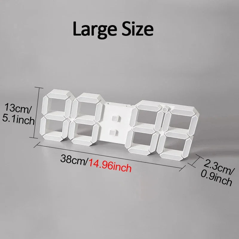 Minimalist 3D Digital LED Wall Clock – Remote Control & Auto-Dimming