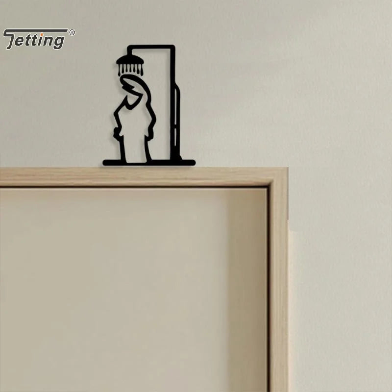 Minimalist Zen Shower Line Art – Modern Metal Bathroom Decor & Door Topper