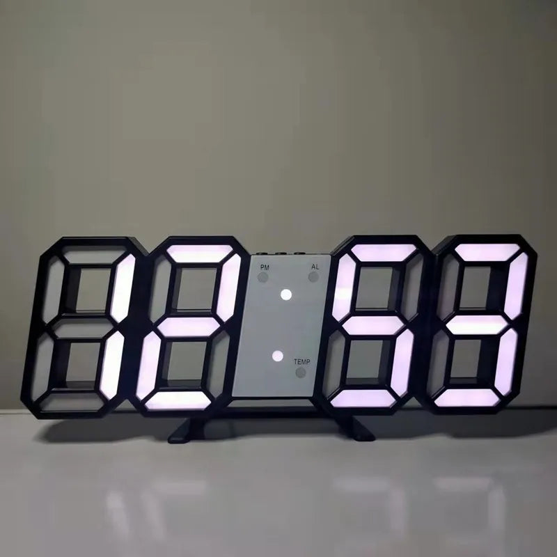 Minimalist 3D Digital LED Wall Clock – Remote Control & Auto-Dimming