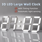 Minimalist 3D Digital LED Wall Clock – Remote Control & Auto-Dimming
