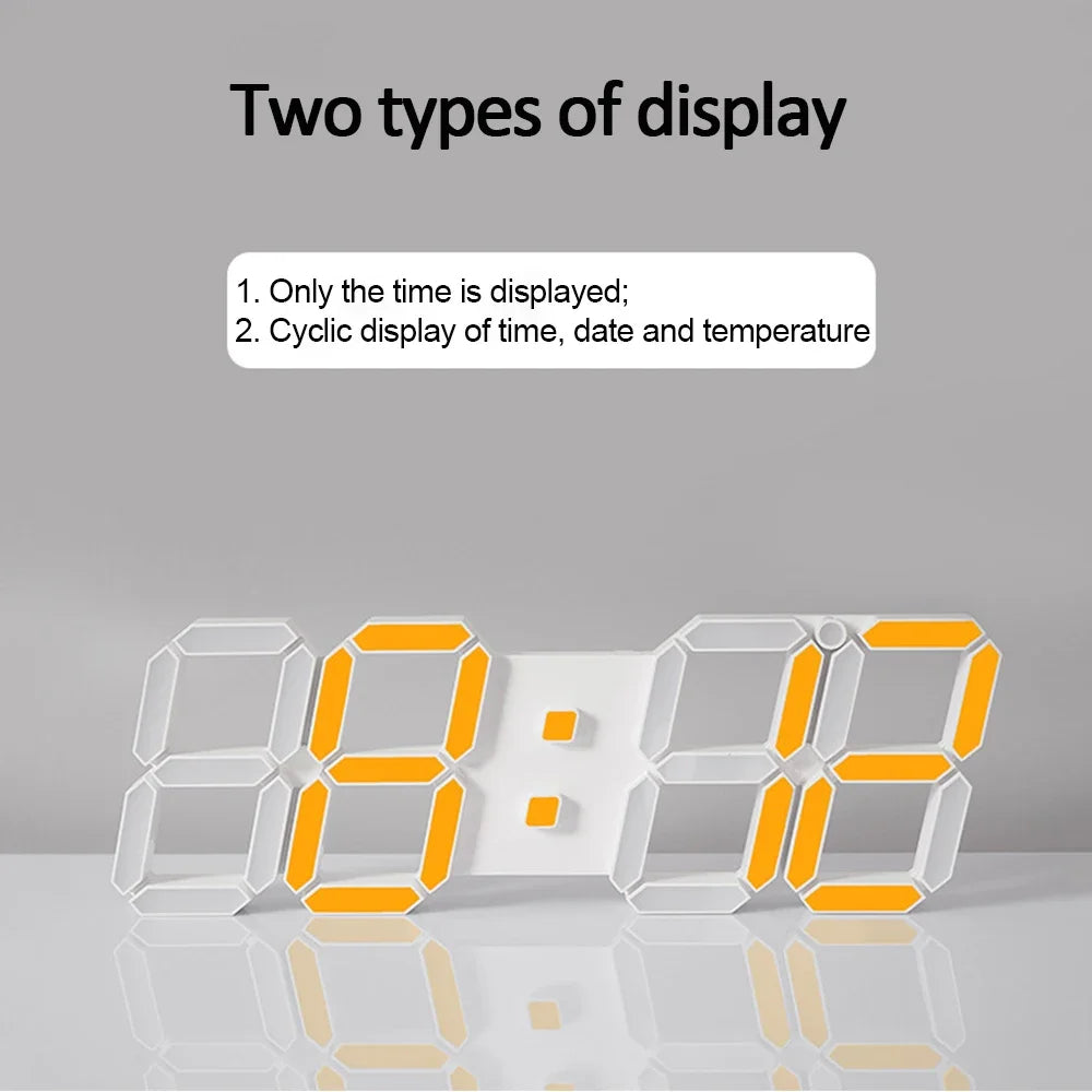 Minimalist 3D Digital LED Wall Clock – Remote Control & Auto-Dimming