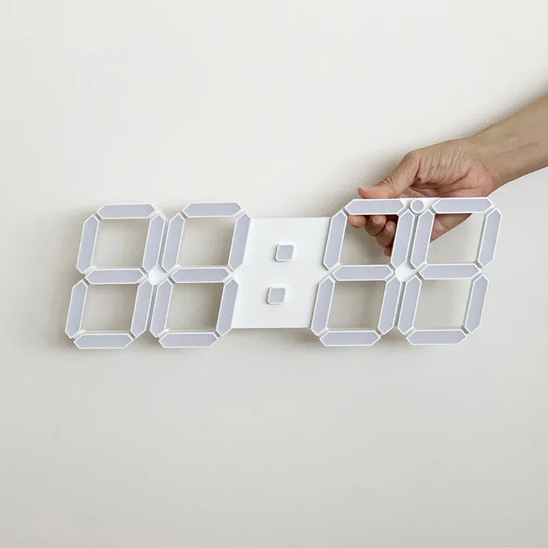 Minimalist 3D Digital LED Wall Clock – Remote Control & Auto-Dimming