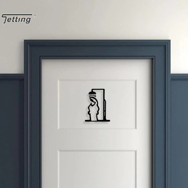 Minimalist Zen Shower Line Art – Modern Metal Bathroom Decor & Door Topper
