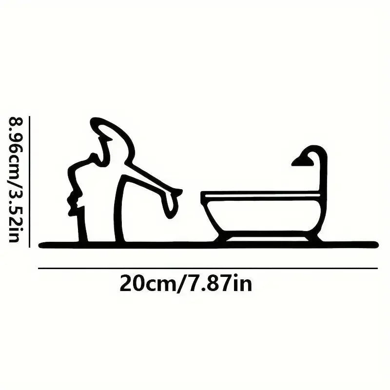 Minimalist Zen Shower Line Art – Modern Metal Bathroom Decor & Door Topper
