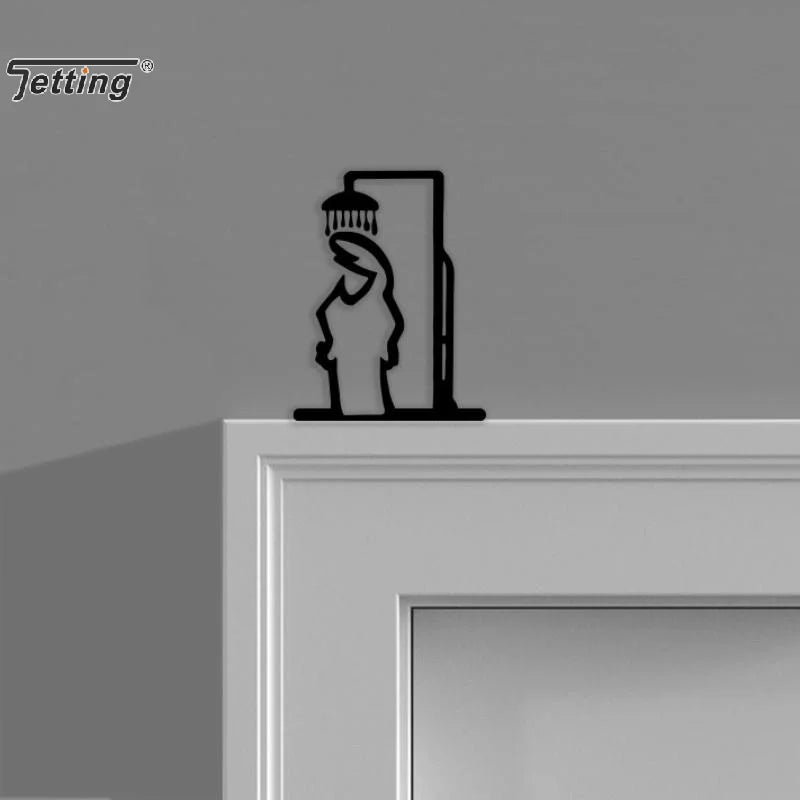 Minimalist Zen Shower Line Art – Modern Metal Bathroom Decor & Door Topper