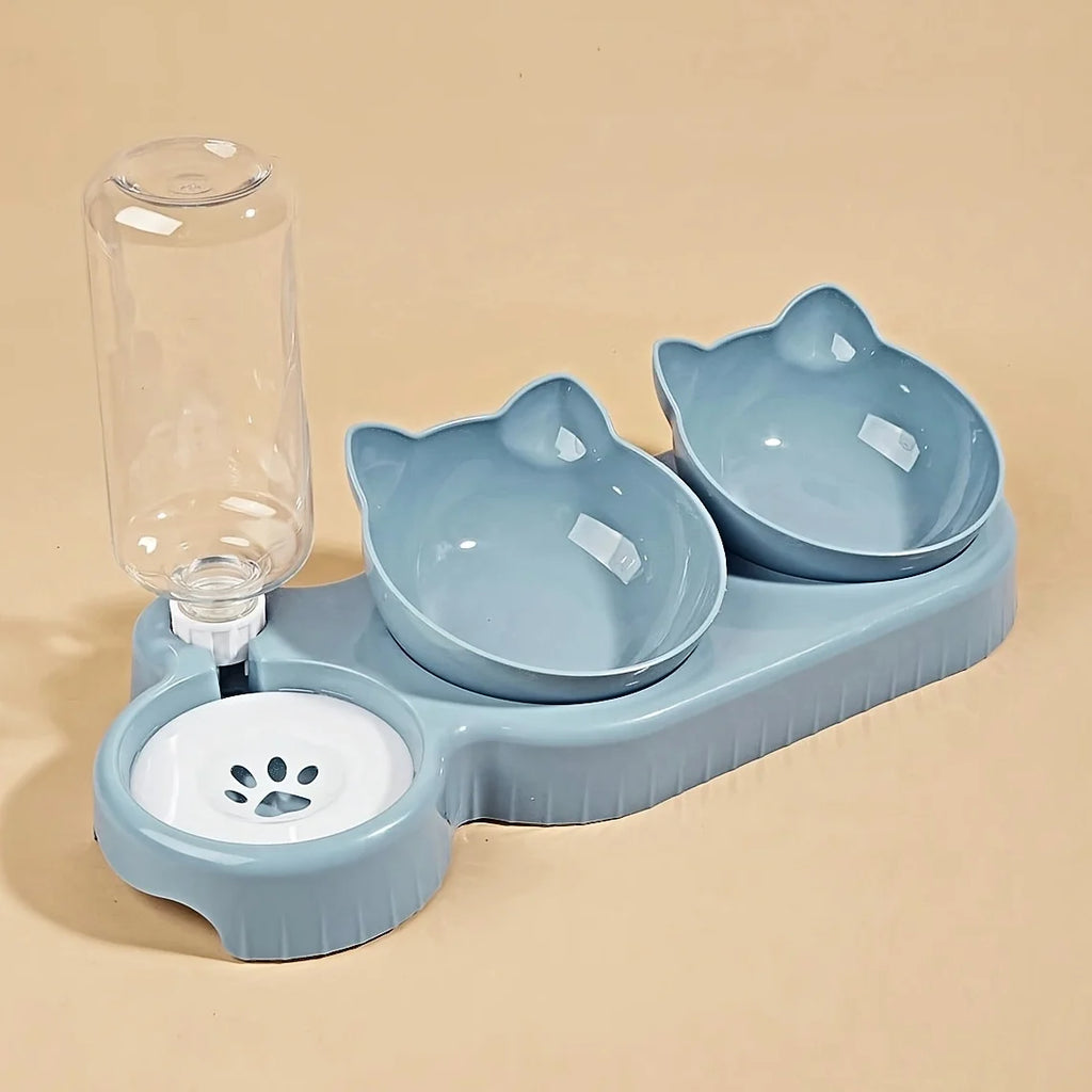 3-in-1 Ergonomic Tilted Pet Feeding Station with Gravity Waterer