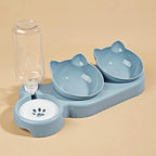 3-in-1 Ergonomic Tilted Pet Feeding Station with Gravity Waterer
