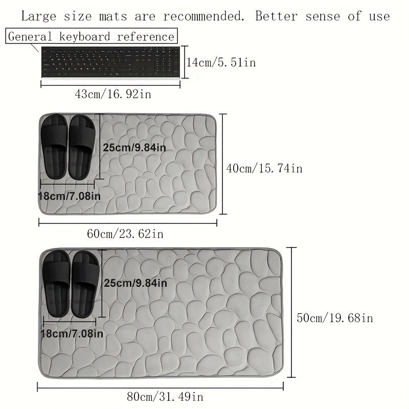 Cobblestone Memory Foam Bath Mat - Ultra Absorbent & Non-Slip