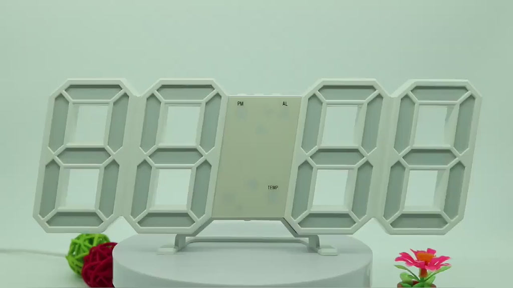 Minimalist 3D Digital LED Wall Clock – Remote Control & Auto-Dimming